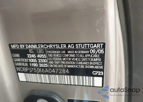 2006 Mercedes-Benz Cl 500 from USA, damaged, VIN WDBPJ75JX6A047284